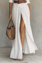 ROBE LONGUE POUR FEMME AVEC COL À REVERS ET MANCHES LONGUES EN LIN