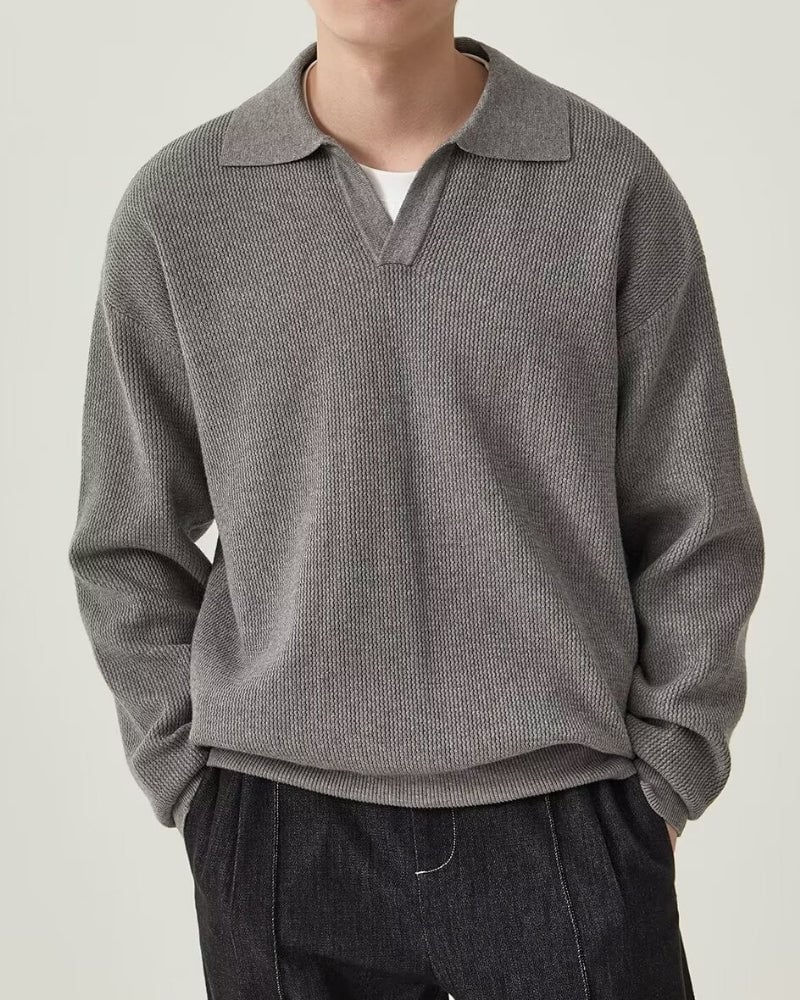 PULL POLO TRICOTÉ TEXTURÉ
