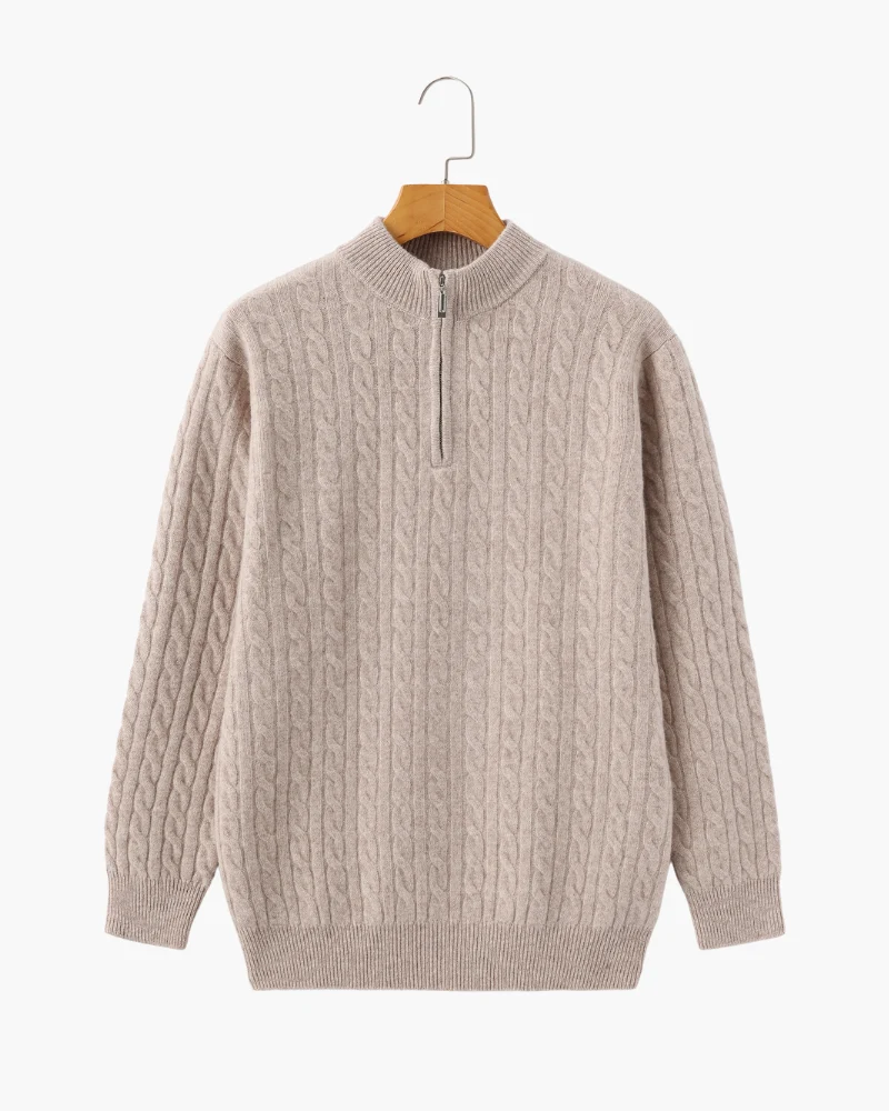 PULL DEMI-ZIP CACHEMIRE TISSÉ