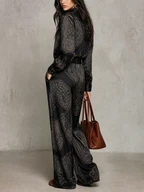Ensemble satiné à imprimé cachemire noir