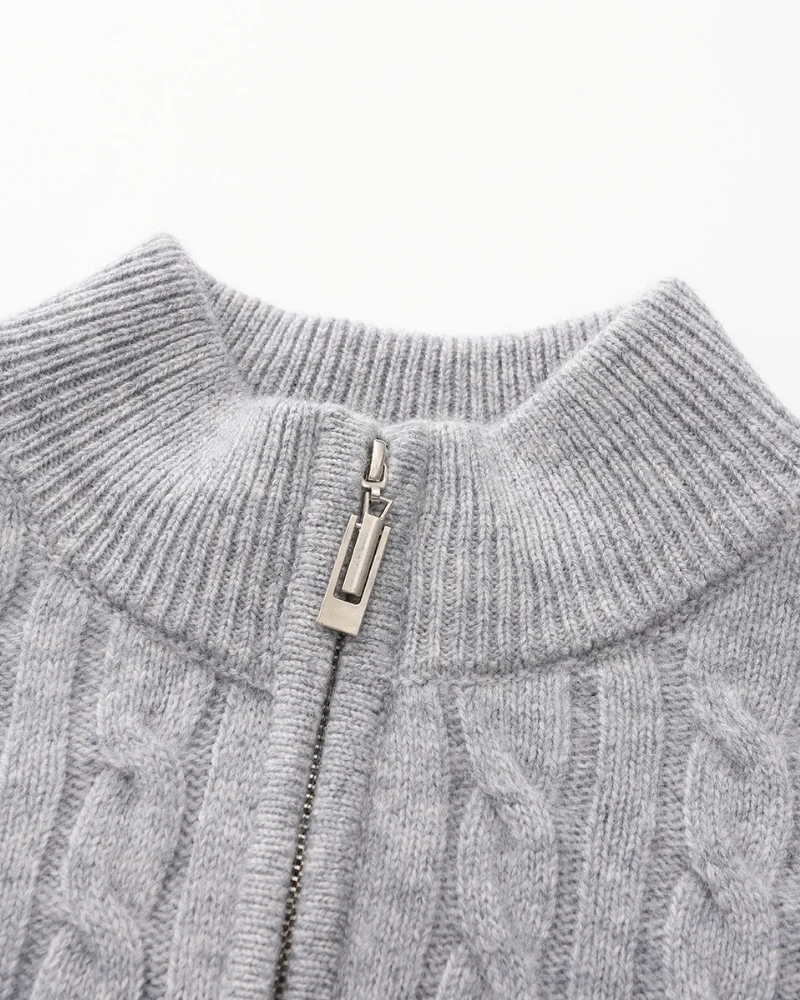 PULL DEMI-ZIP CACHEMIRE TISSÉ