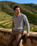 PULL DEMI-ZIP CACHEMIRE TISSÉ