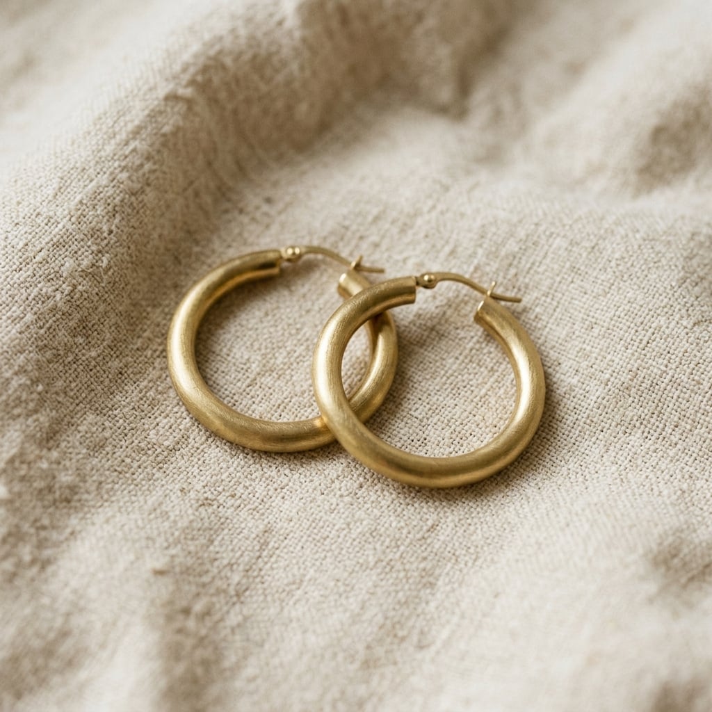 Brushed Brass Hoops