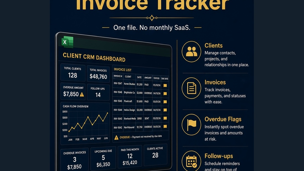 Freelancer CRM & Invoice Tracker (Excel)