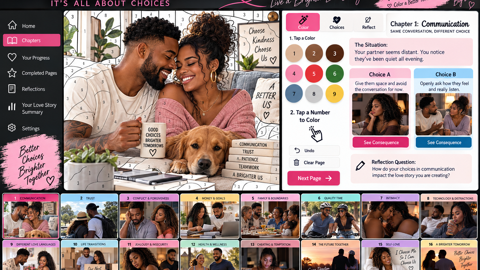 Living the Love Story: Interactive Choice & Color Book 1