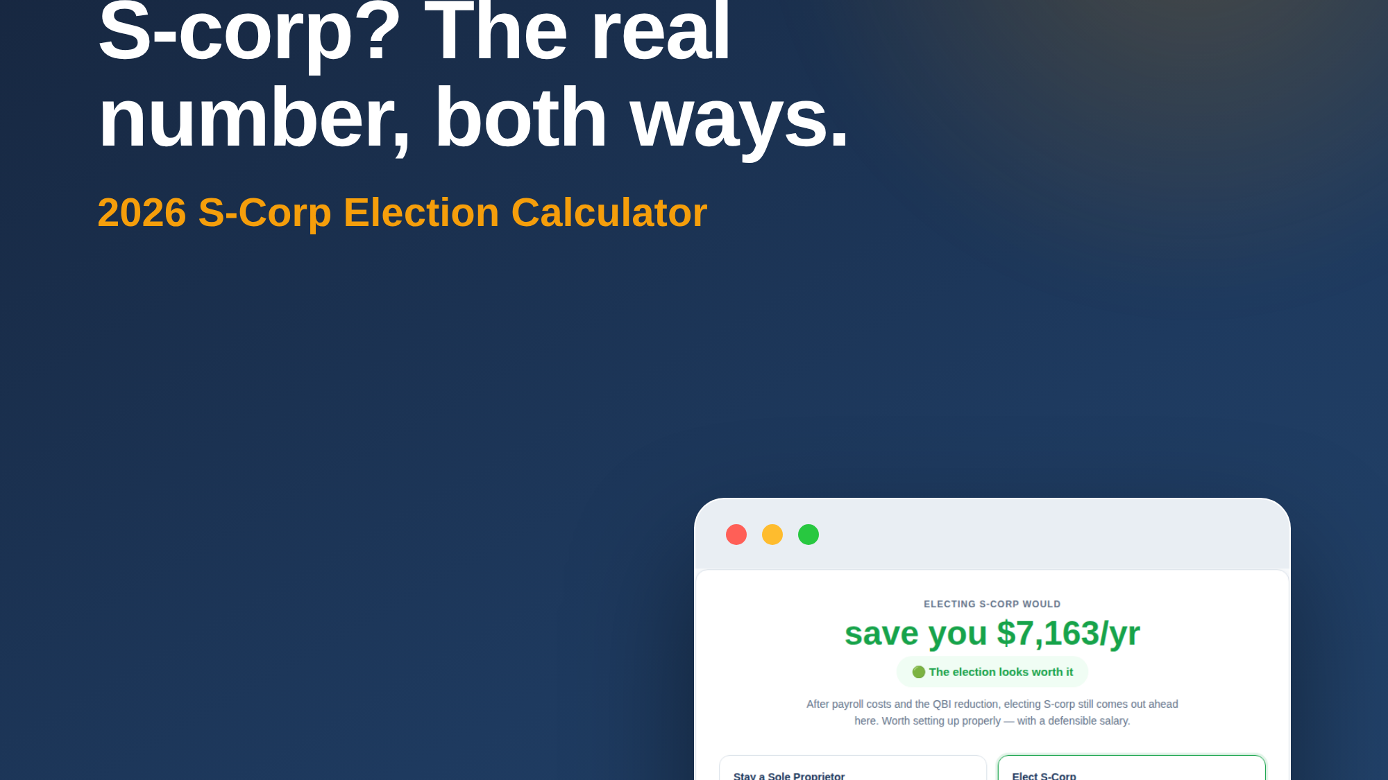 S Corp vs LLC Tax Calculator 2026