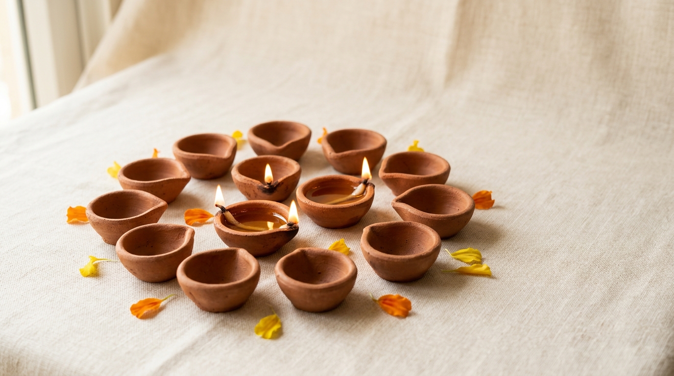 Clay Diya Set