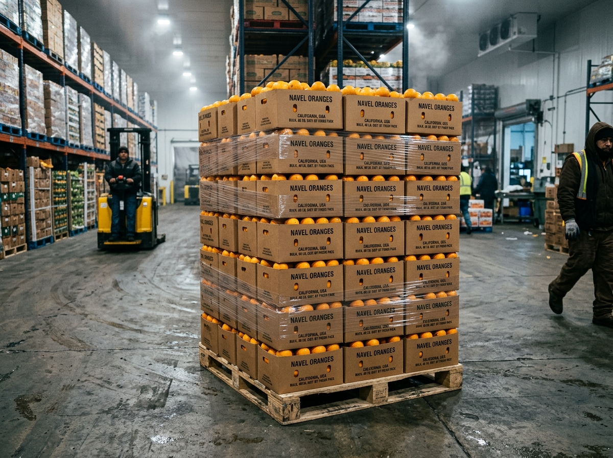 Pallet of California Navel Oranges