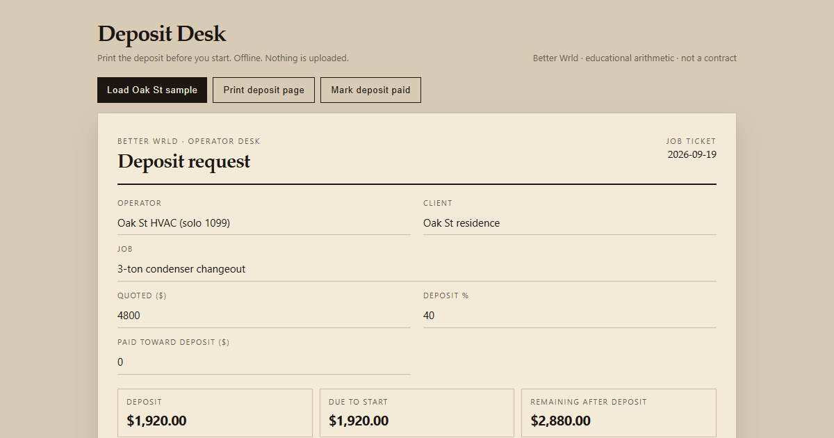 Deposit Desk