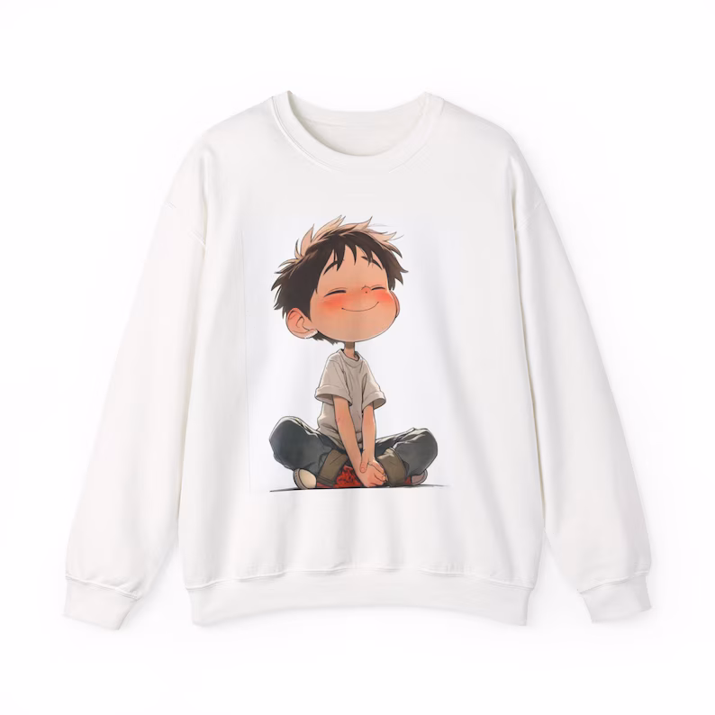 Smiling Boy Illustration Sweatshirt
