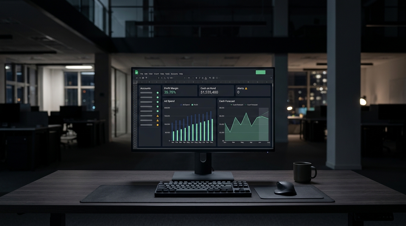 ProfitPilot — Cash Flow, Profit & Ad Spend Dashboard (Google Sheets)