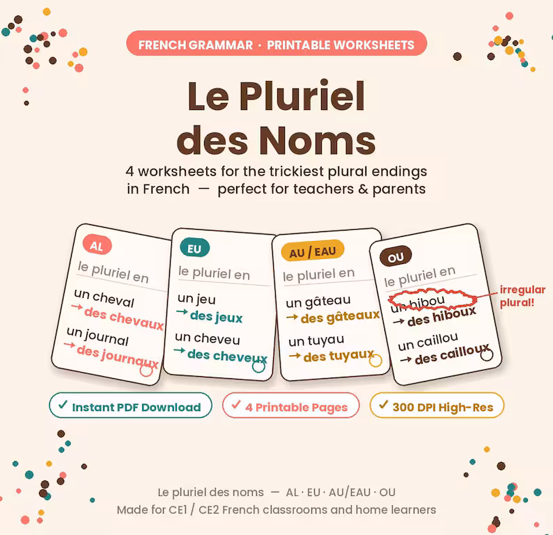 Irregular plural nouns (eu, ou, al, au/eau)