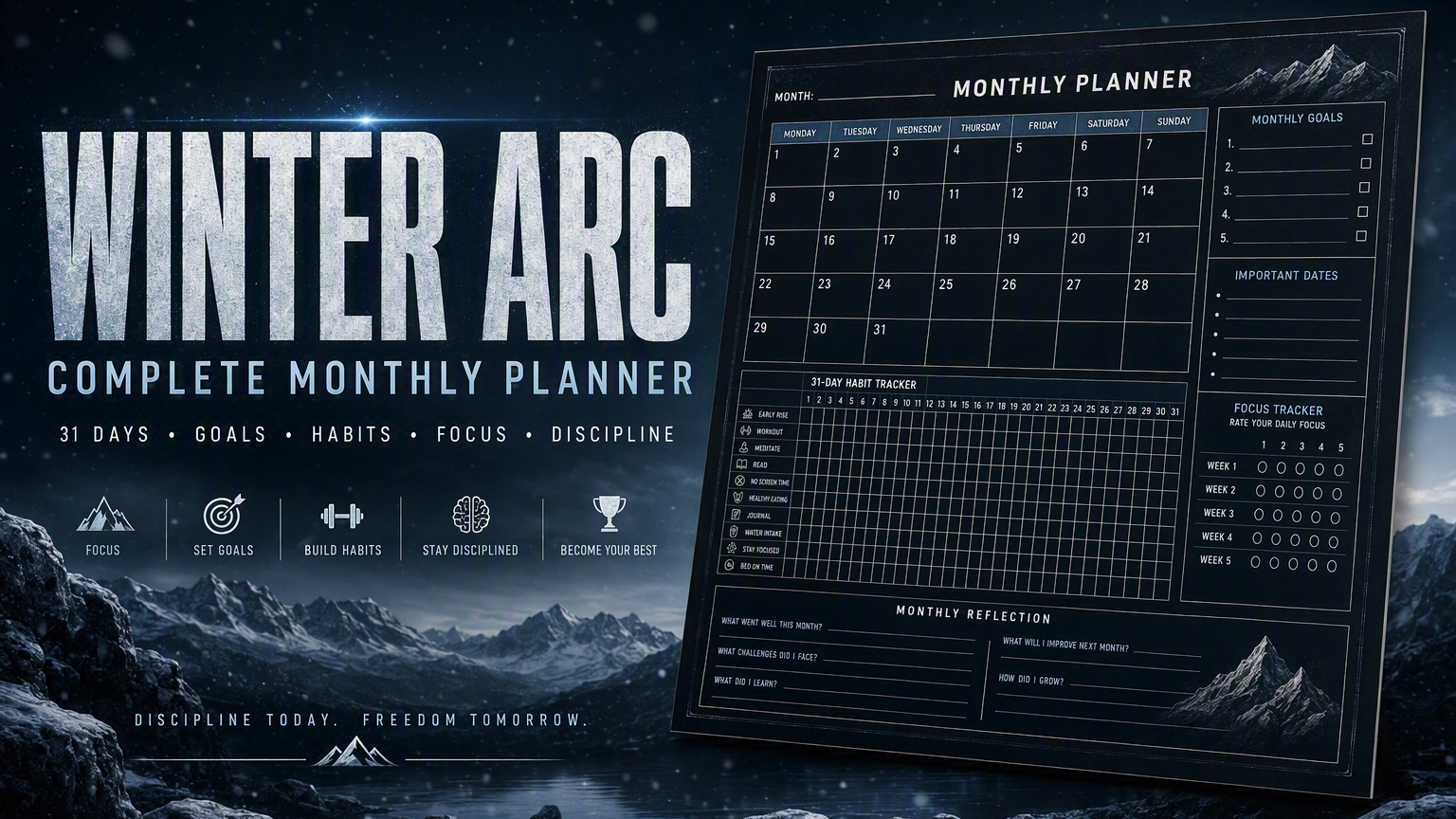 Winter Arc — Complete Monthly Planner