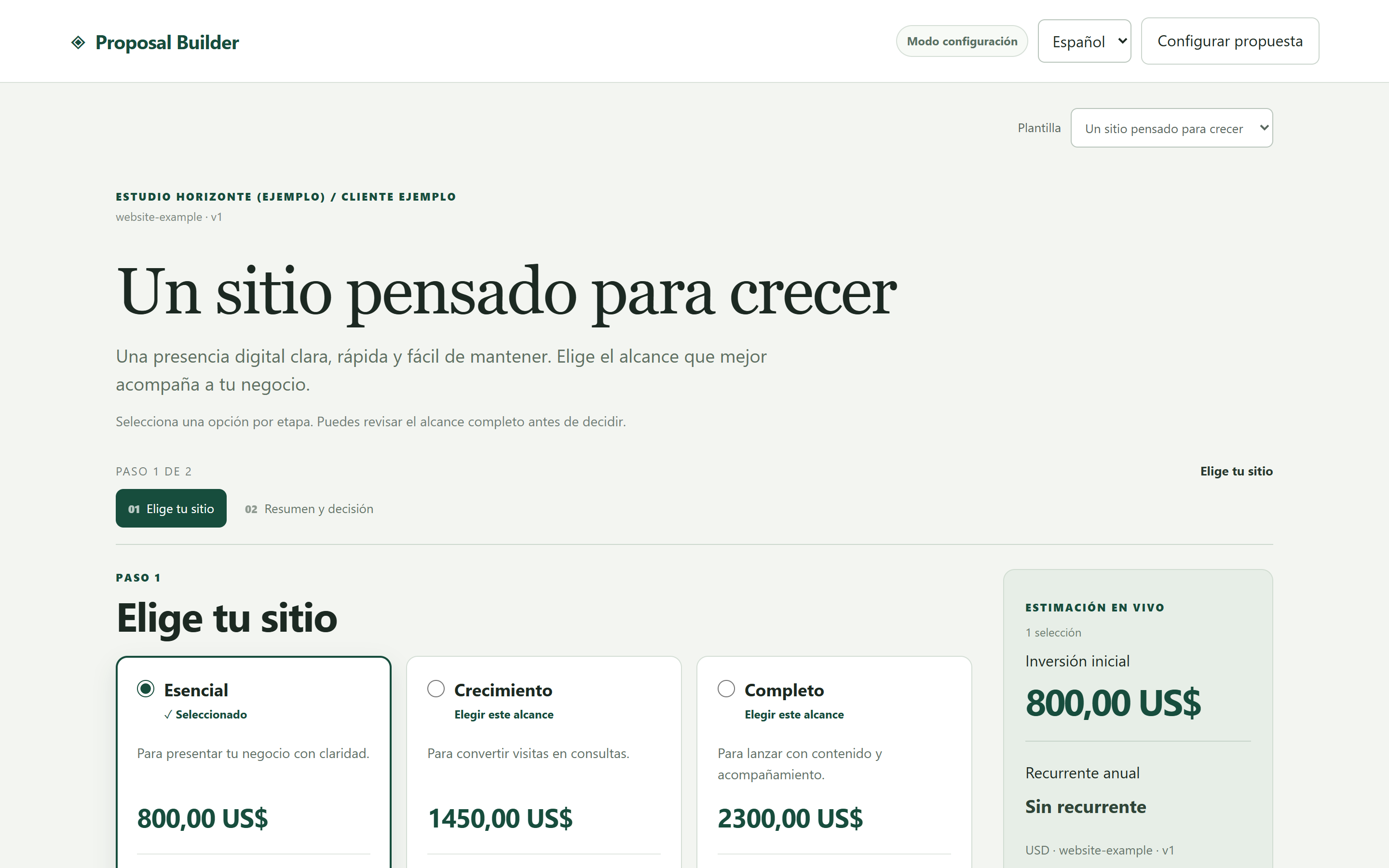 Interactive Proposal Builder