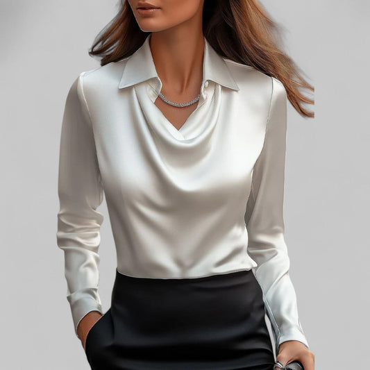 Nina | Cowl Neck Satin Blouse