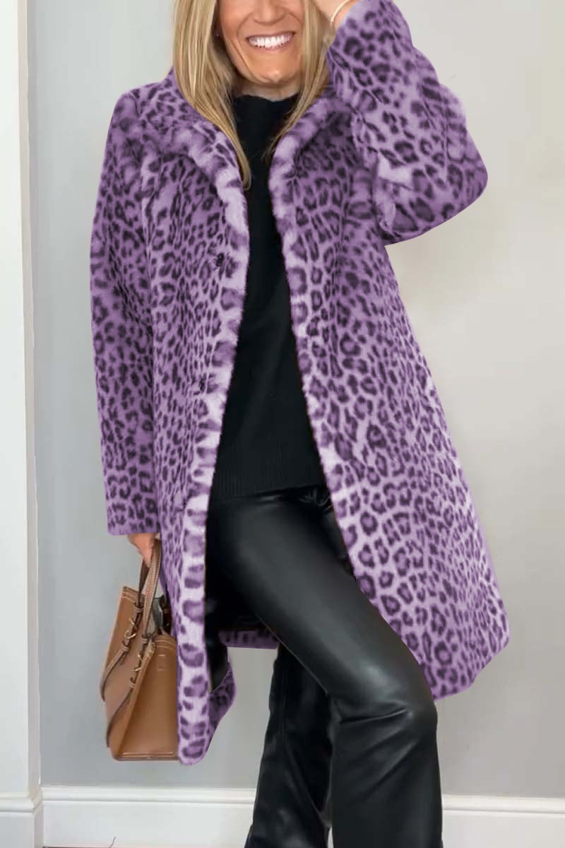 Hanna | Women's Longline Leopard Faux Fur Coat