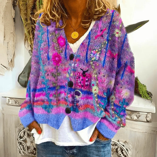 Zenita | Women's Floral Embroidered Knit Cardigan