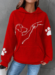 Selma | Women's Dog Print Waffle Knit Hoodie
