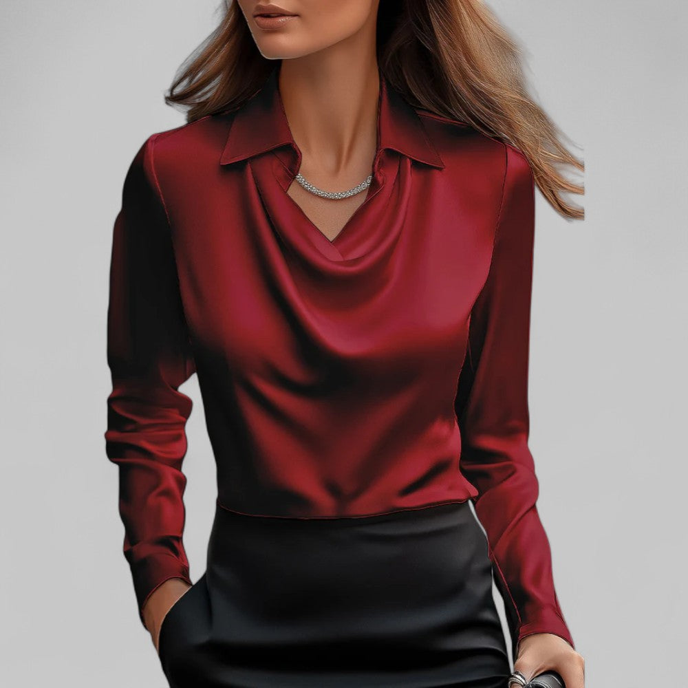Nina | Cowl Neck Satin Blouse