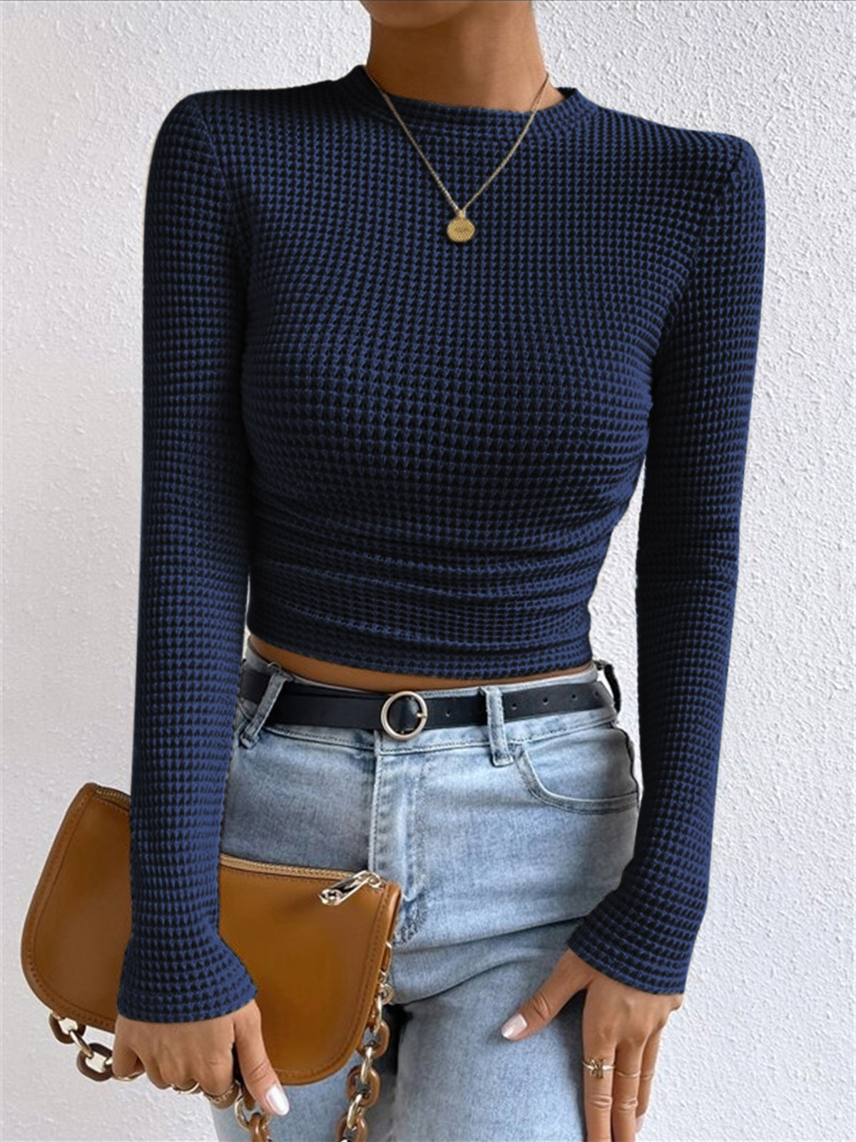 Théa | Waffle Knit Long Sleeve Top