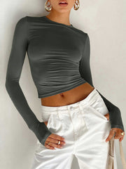 Elowen | Ruched Crop Long Sleeve Top