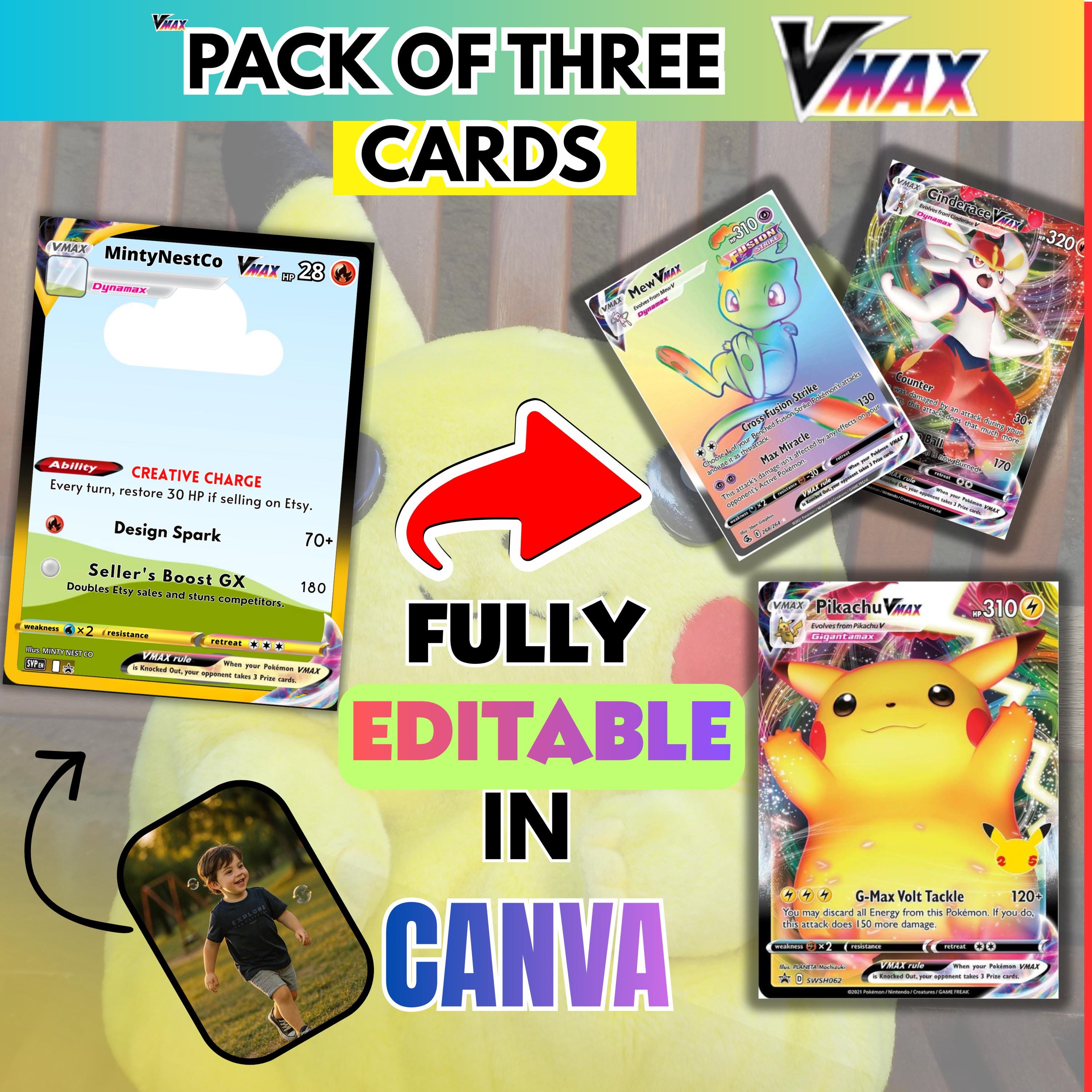 VMAX Pokémon Card Template Pack (3 Cards)