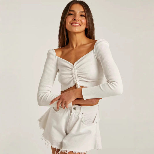 Noelle | Ruched Front Long Sleeve Top