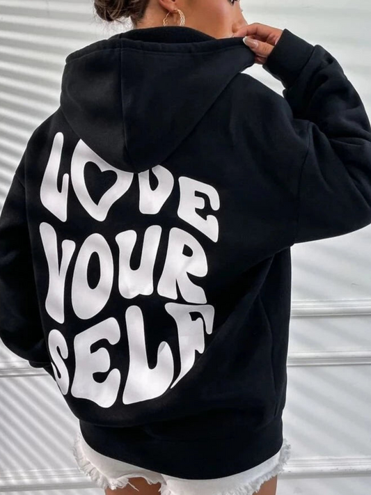 Sienna | Women's "Love Yourself" Slogan Oversized Hoodie