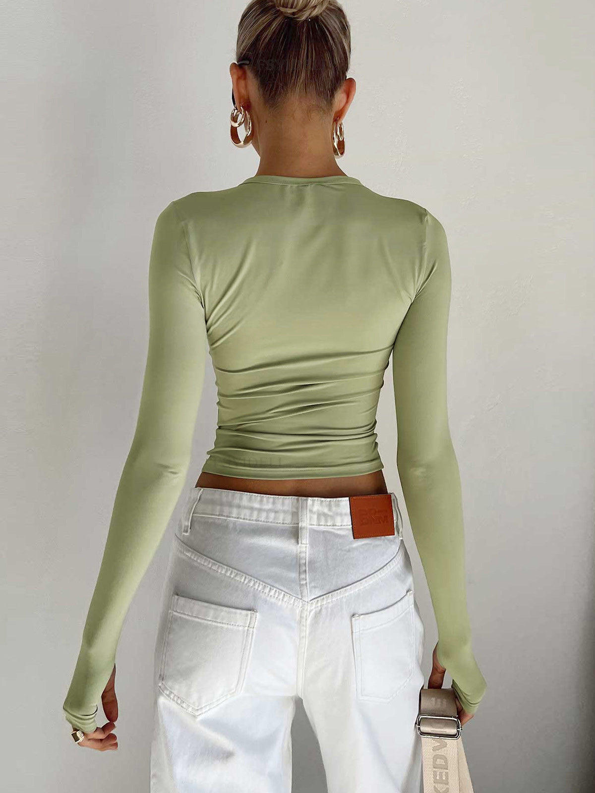 Elowen | Ruched Crop Long Sleeve Top
