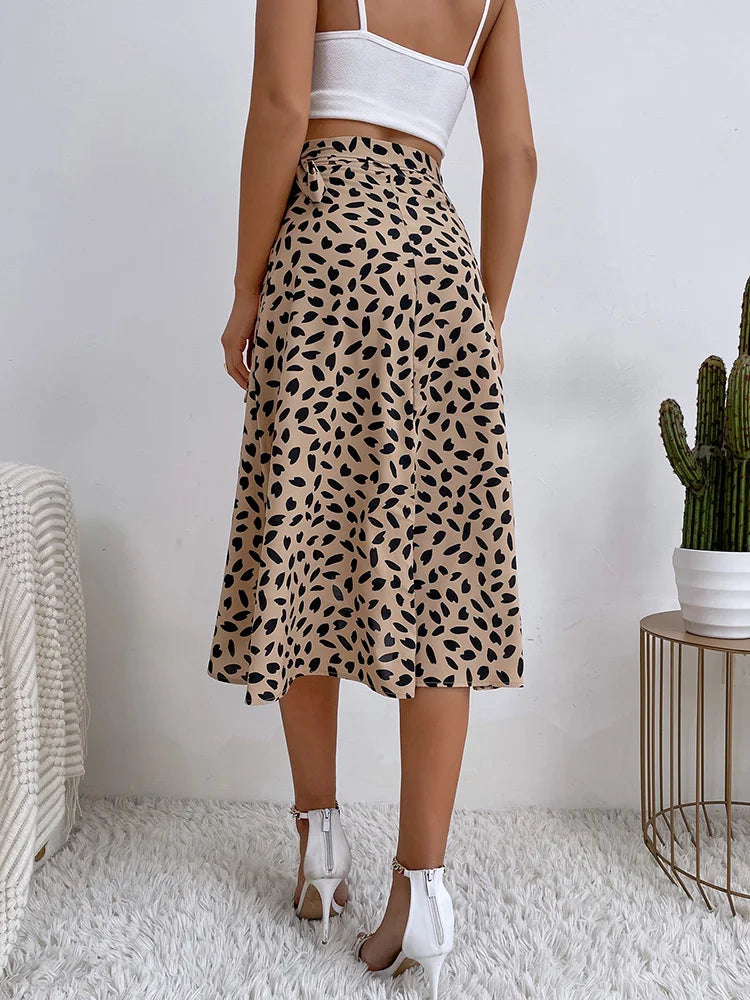 Ella | Leopard Print Midi Skirt