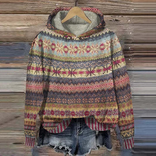 Rosanna | Women's Ethnic Print Knitted Hoodie