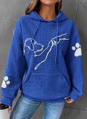 Selma | Women's Dog Print Waffle Knit Hoodie