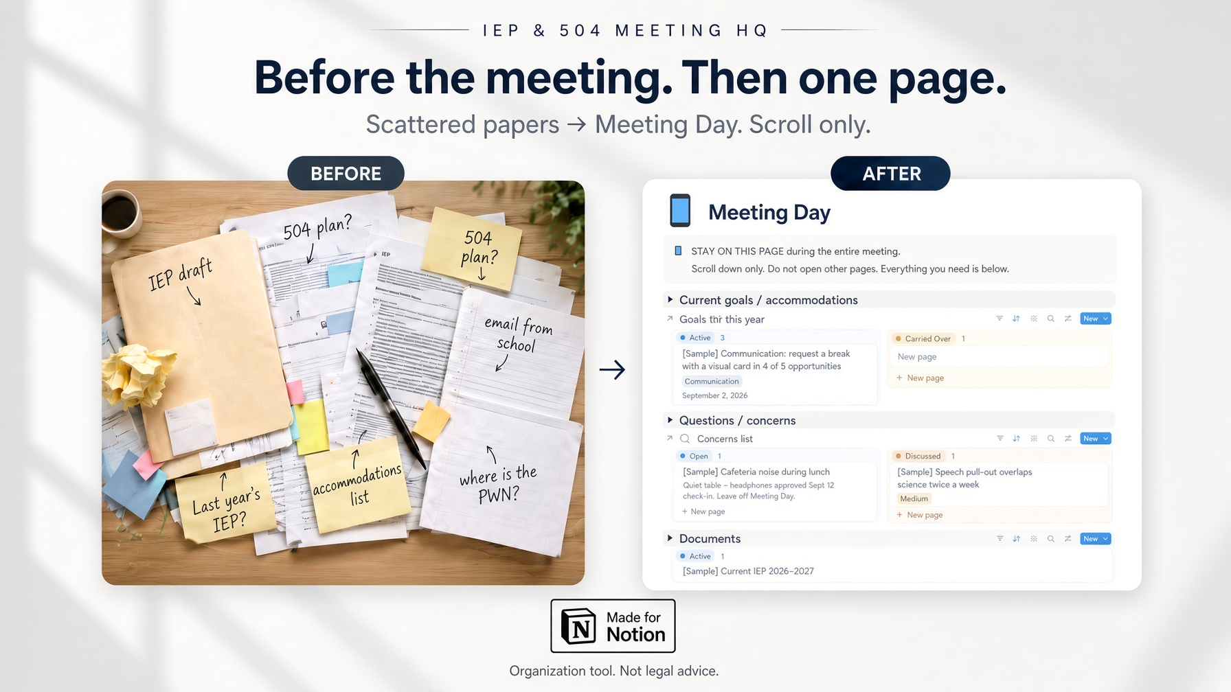 IEP & 504 Meeting HQ - Notion Organizer