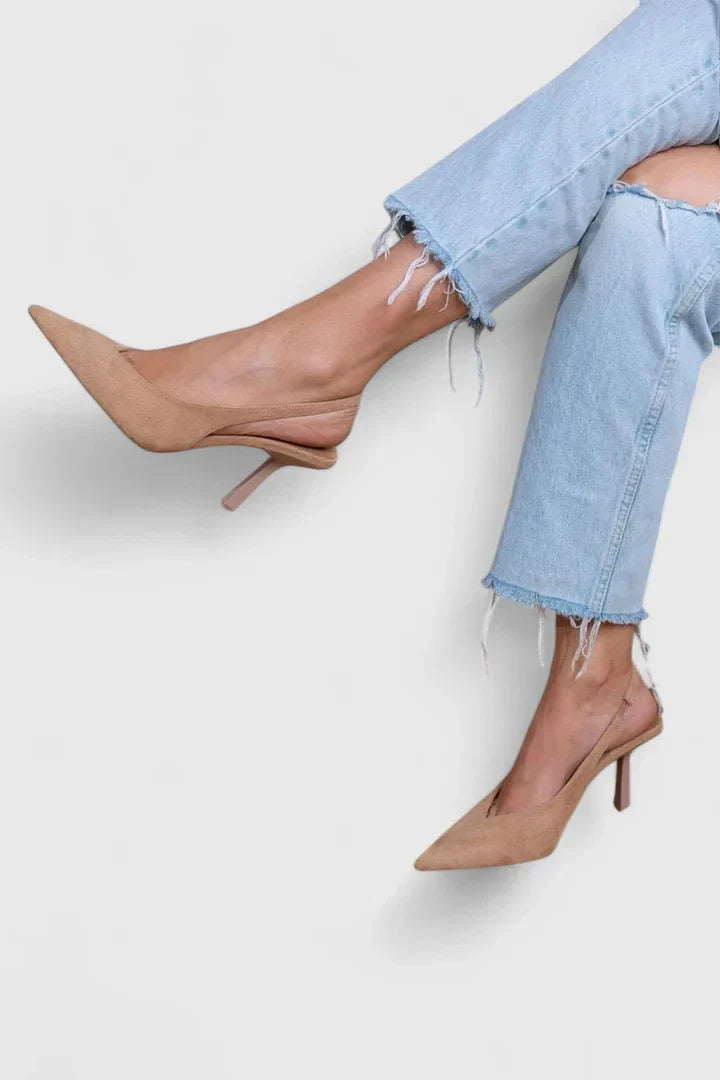 Amira | Slingback Suede Kitten Heels