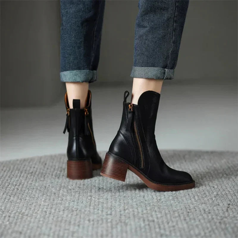 Isabel | Pointed Toe Ankle Boots with Side Zip