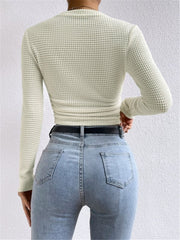 Théa | Waffle Knit Long Sleeve Top