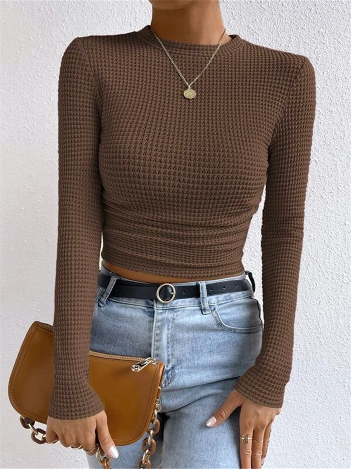 Théa | Waffle Knit Long Sleeve Top