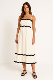 Beatrix | Scalloped Trim A-Line Midi Dress