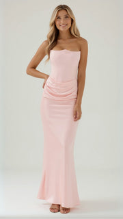 Isabella | Strapless Satin Corset Maxi Dress