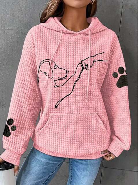 Selma | Women's Dog Print Waffle Knit Hoodie