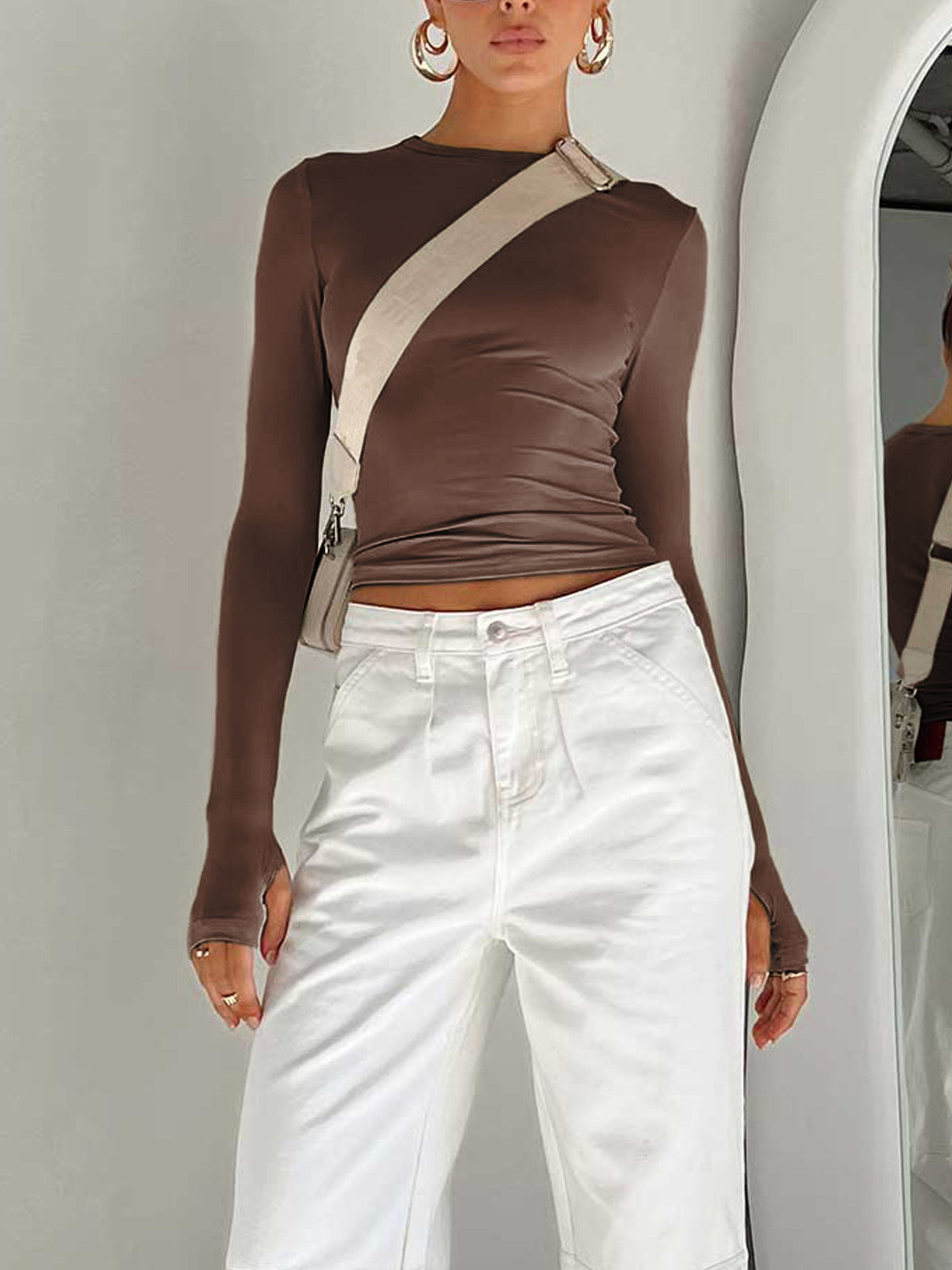 Elowen | Ruched Crop Long Sleeve Top