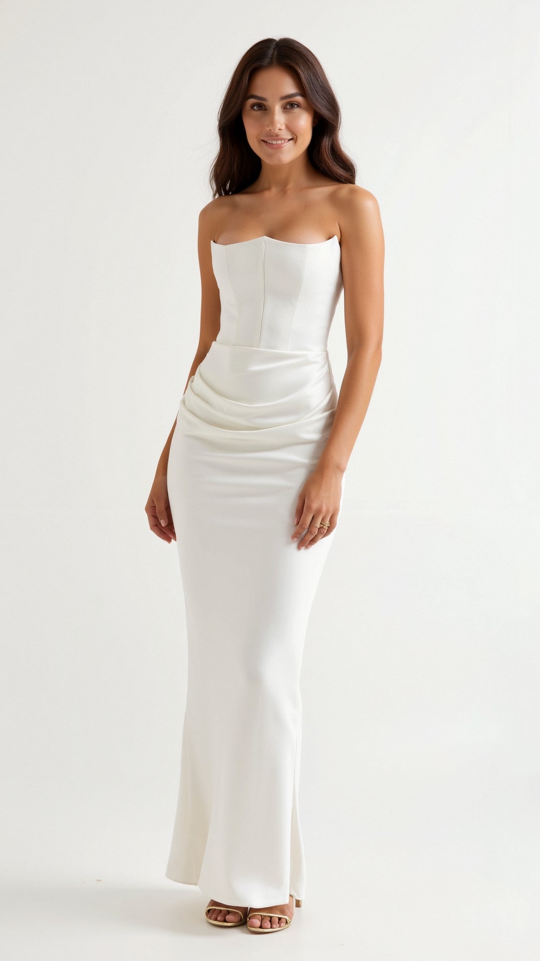 Isabella | Strapless Satin Corset Maxi Dress