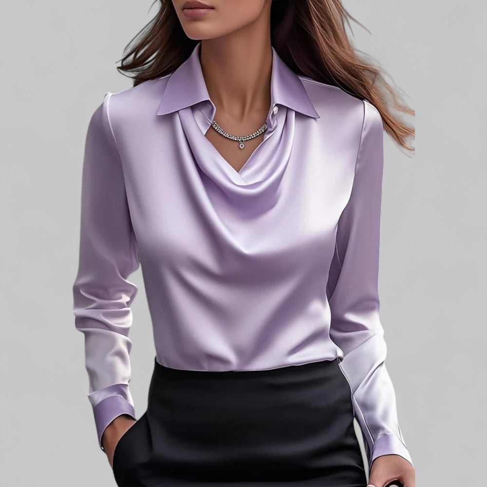Nina | Cowl Neck Satin Blouse