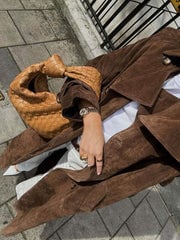 Coco | Women's Suede Double-Breasted Belted Trench Coat