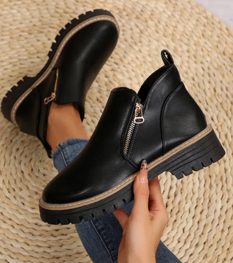 Alessia Orthopedic Ankle Boots in Smooth Black