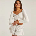 Noelle | Ruched Front Long Sleeve Top