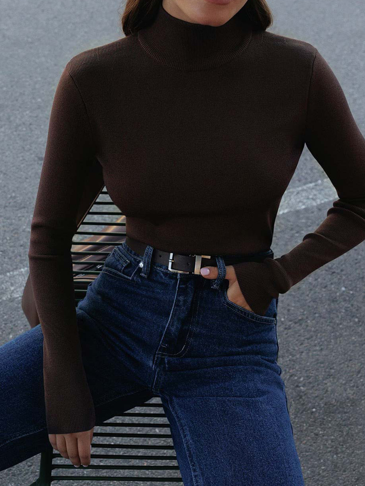 Simone | Long Sleeve Ribbed Knit Top