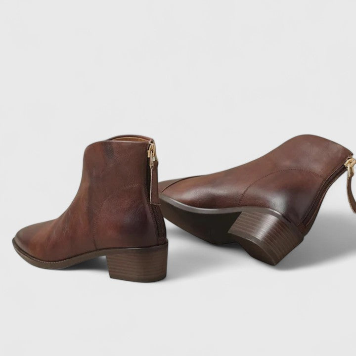 Lara | Pointed Toe Zip-Up Ankle Boots
