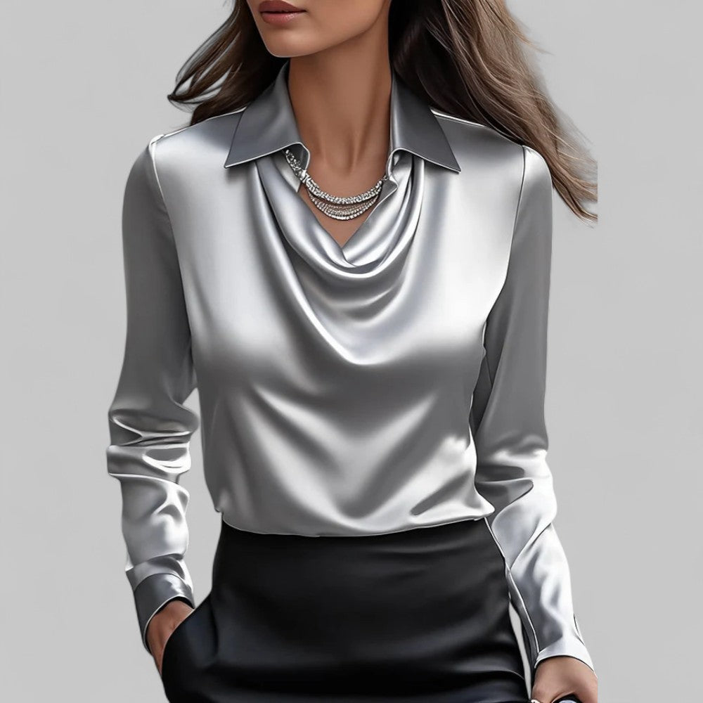 Nina | Cowl Neck Satin Blouse