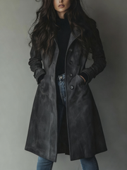 Verena | Women's Longline Faux Leather Coat